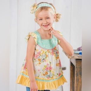 MATILDA JANE Four Square Shabby Tunic The Adventure Begins Floral Swans, Size 4